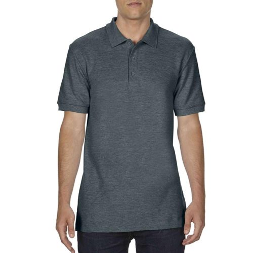 Gildan Premium Cotton galléros póló (sötétszürke)