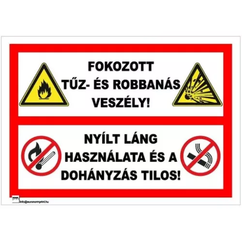 Fokozott tűz- és robbanásveszély! Nyílt láng használata és a dohányzás…
