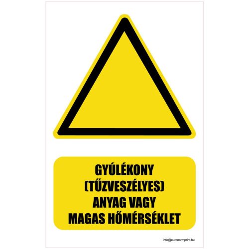 Gyúlékony (tűzveszélyes) anyag vagy magas hőmérséklet