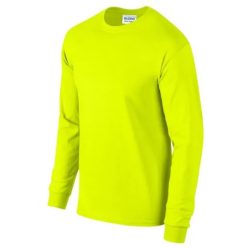 Gildan Ultra Cotton jól láthatósági hosszú újjú póló (fluo sárga)