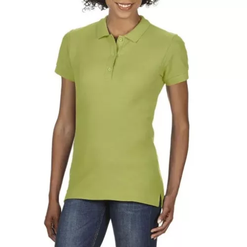Gildan Premium Cotton női galléros póló (kiwi)