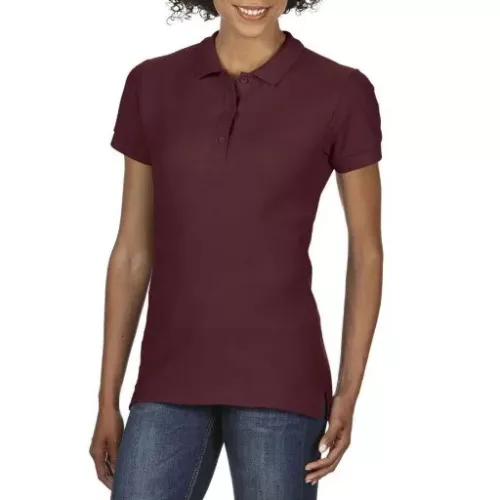 Gildan Premium Cotton női galléros póló (bordó)