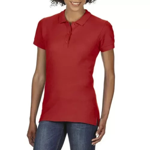 Gildan Premium Cotton női galléros póló (piros)