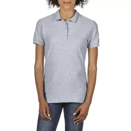 Gildan Premium Cotton női galléros póló (sportszürke)