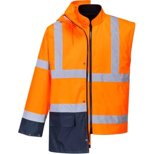 S766 Essential jól láthatósági kabát 5in1 (narancs-navy)