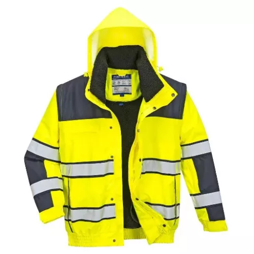 Portwest C466 Hi-Vis Classic 3in1 bomber láthatósági dzseki (sárga-tengerészkék)