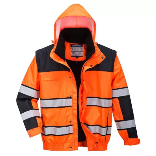 Portwest C466 Hi-Vis Classic 3in1 bomber láthatósági dzseki (narancs/fekete)
