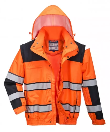 Portwest C466 Hi-Vis Classic 3in1 bomber láthatósági dzseki (narancs/fekete)