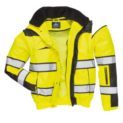 Portwest C466 Hi-Vis Classic 3in1 bomber láthatósági dzseki (sárga/fekete)