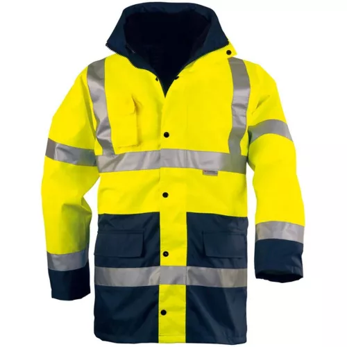 Coverguard 4/1 Fluo PE kabát (sárga/sötétkék)