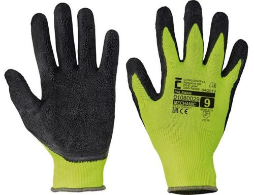 Palawan nylon latex mártott kesztyű (fluo sárga/fekete)