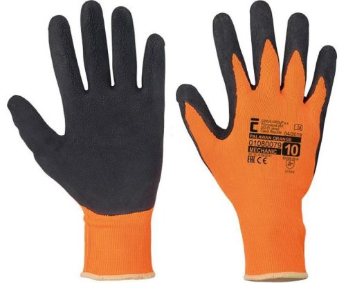 Palawan nylon latex mártott kesztyű (fluo narancs/fekete)