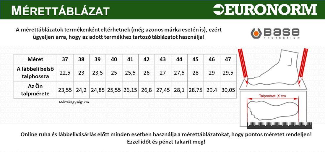 Base lábbeli mérettáblázat