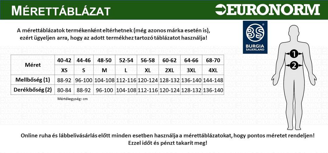 Coverguard munkaruha mérettáblázat