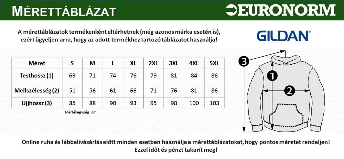 Gildan mérettáblázat