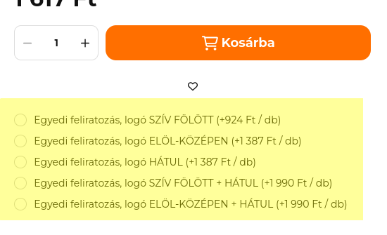 Munkaruha feliratozás - választható opciók
