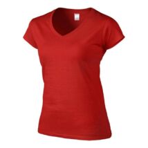 Gildan Softstyle V-nyakú női póló (piros)