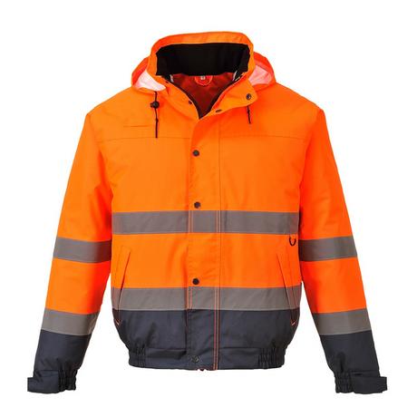 Portwest Hi-Vis kéttónusú bomber kabát (narancs/tengerészkék)