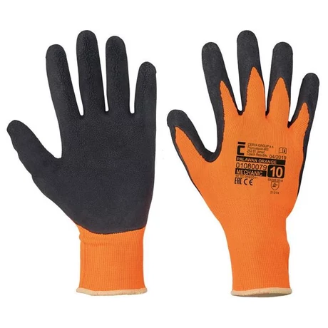 Palawan nylon latex mártott kesztyű (fluo narancs/fekete)