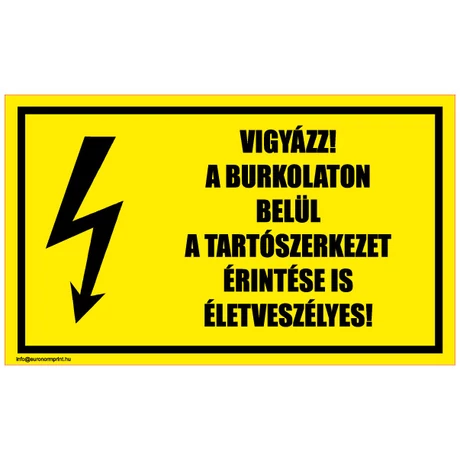 Vigyázz! A burkolaton belül a tartószerkezet érintése is életveszélyes!