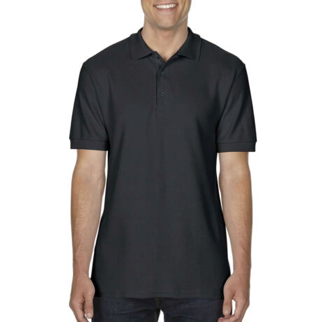 Gildan Premium Cotton galléros póló (fekete)
