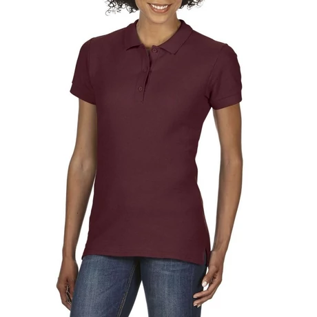 Gildan Premium Cotton női galléros póló (bordó)