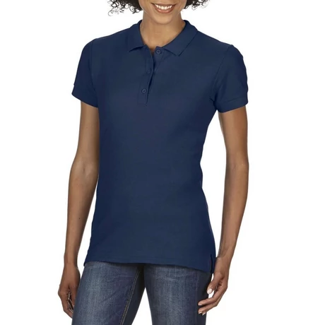 Gildan Premium Cotton női galléros póló (navy)